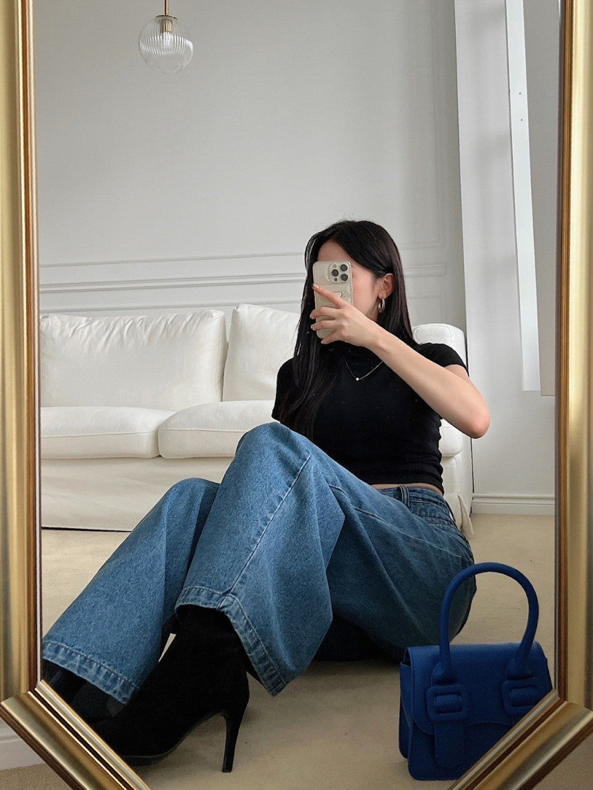 stella wide denim pants