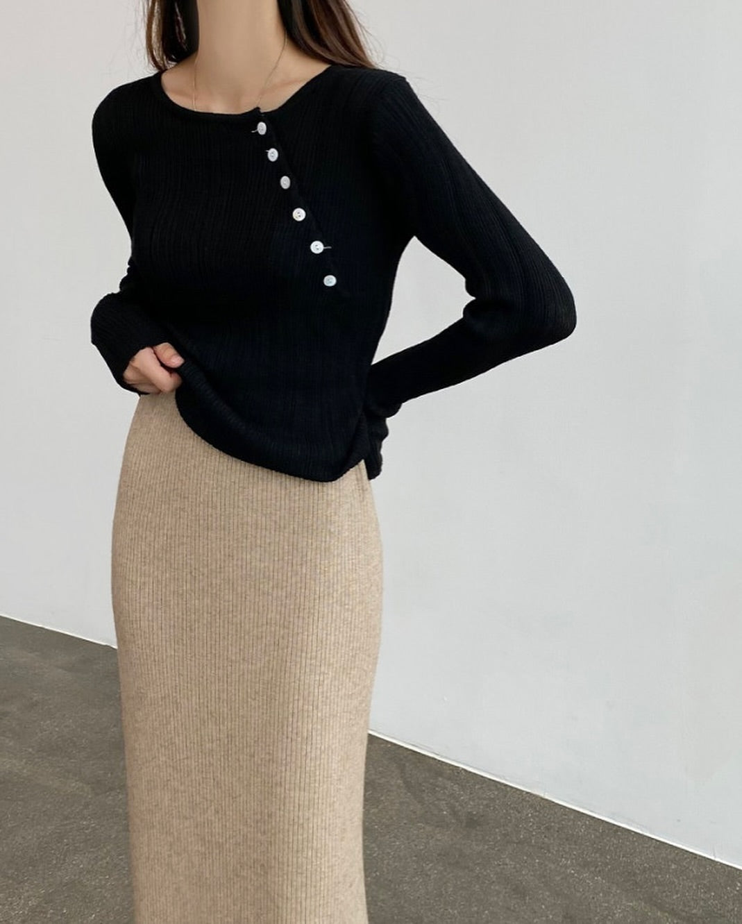 marty long knit skirt