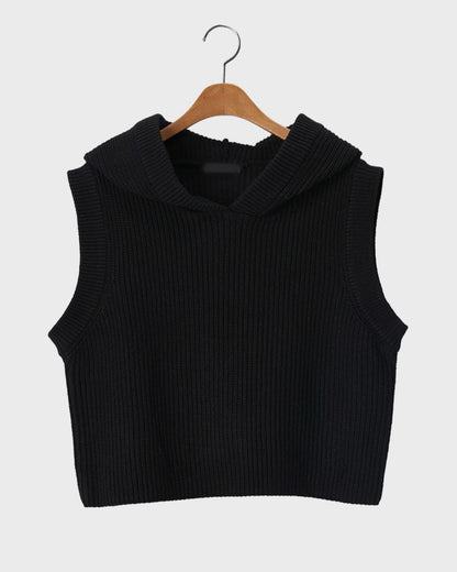 handid knit hoodie vest