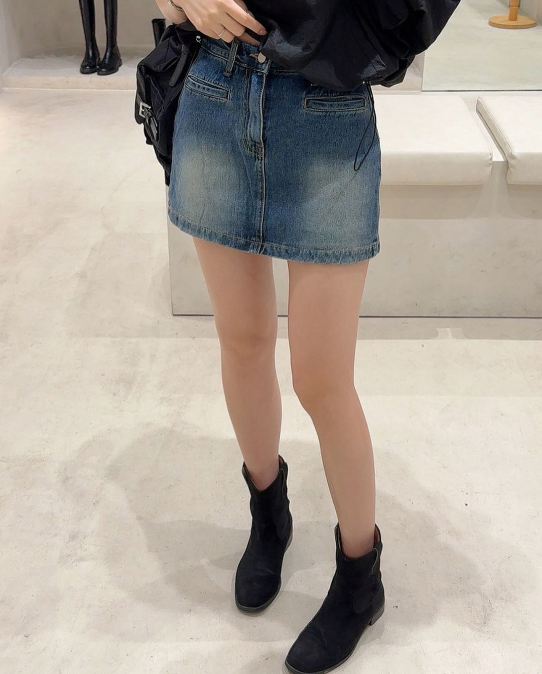 poster denim pants skirt