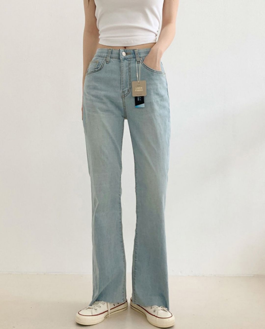 terry cool denim pants ( semi boot-cut )