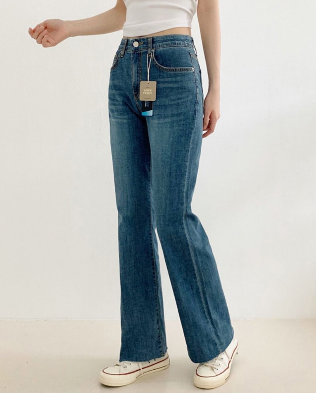 terry cool denim pants ( semi boot-cut )