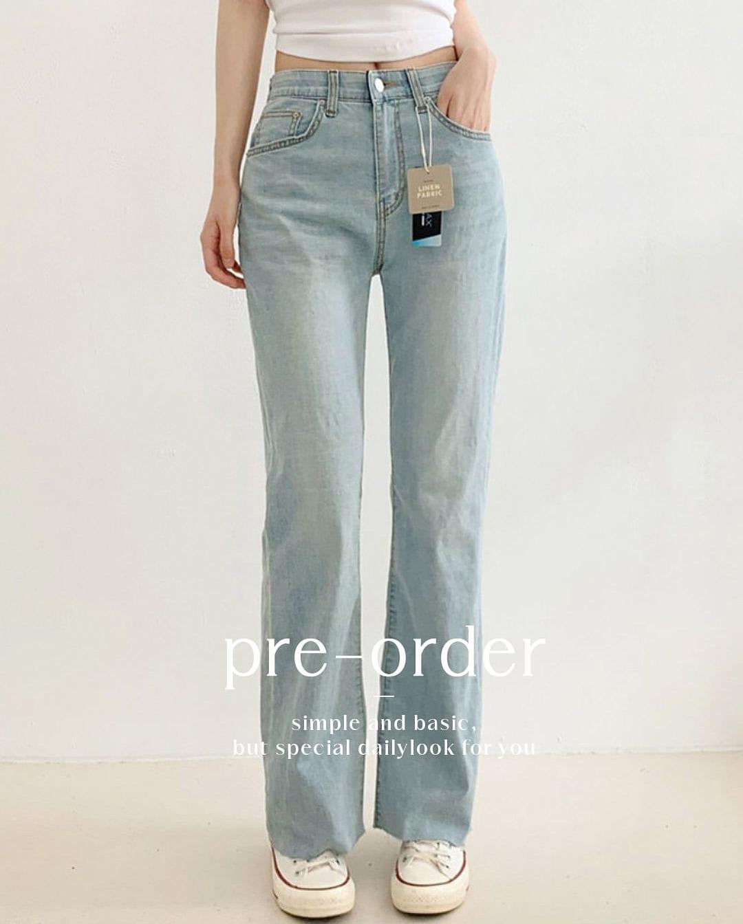 terry cool denim pants ( semi boot-cut )