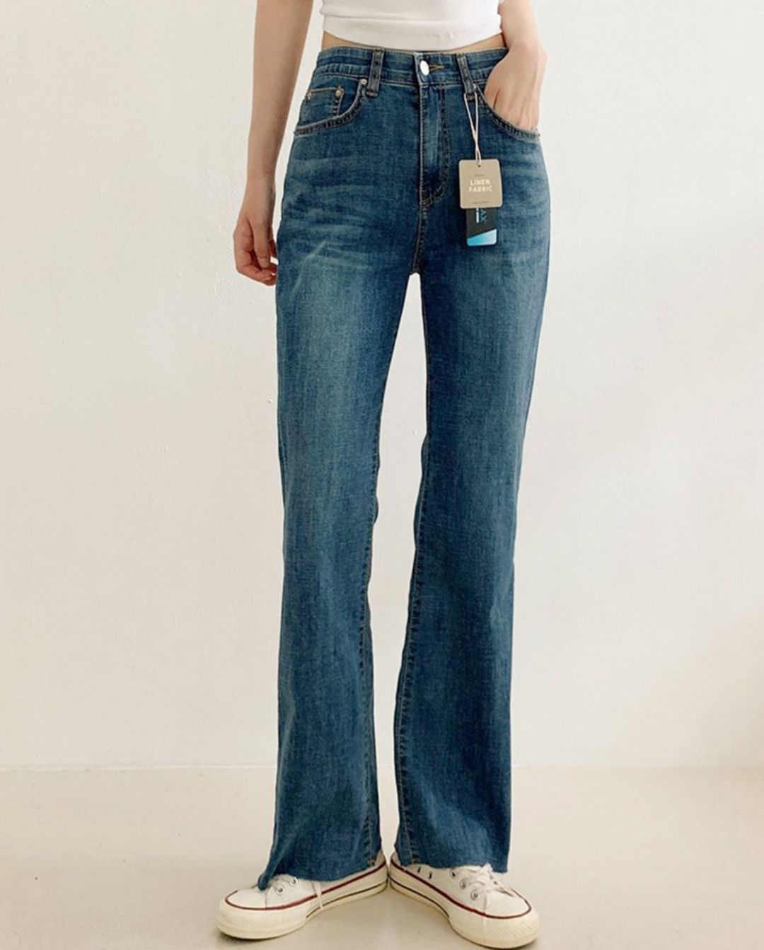 terry cool denim pants ( semi boot-cut )