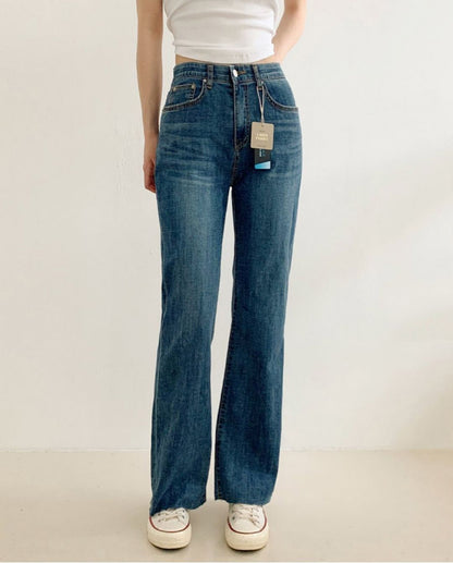 terry cool denim pants ( semi boot-cut )