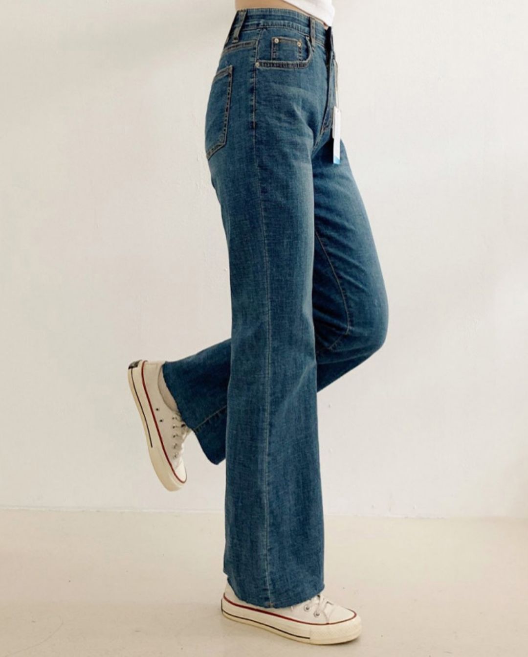 terry cool denim pants ( semi boot-cut )