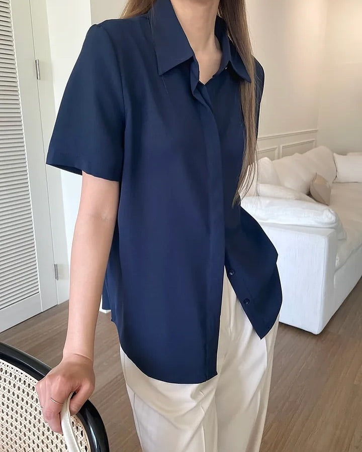 hidden button shirts (less wrinkles)