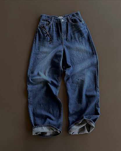 deep blue summer denim pants