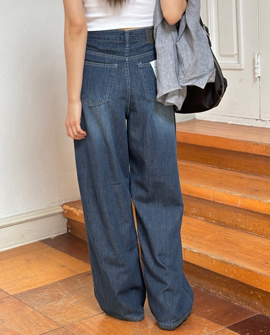 deep blue summer denim pants