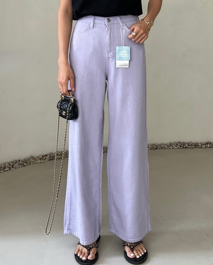 ana linen denim pants