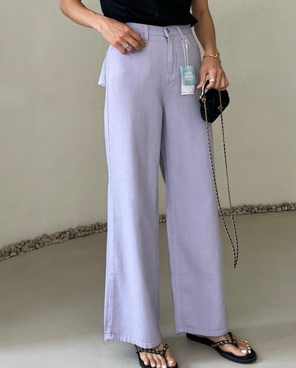 ana linen denim pants