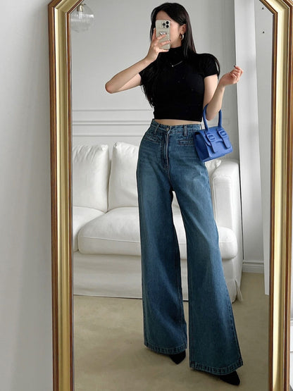 stella wide denim pants