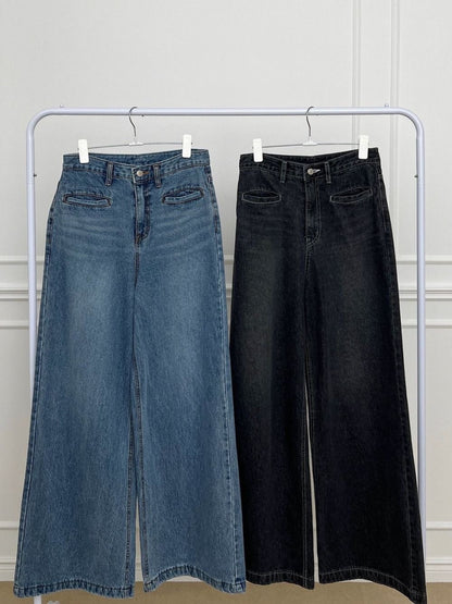 stella wide denim pants