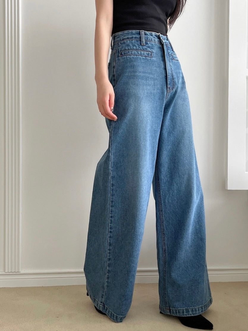 stella wide denim pants