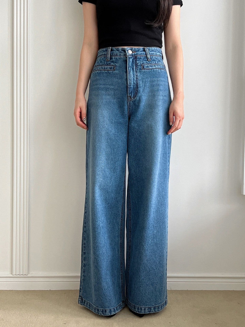 stella wide denim pants