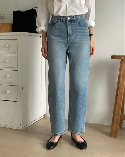 tone straight denim pants