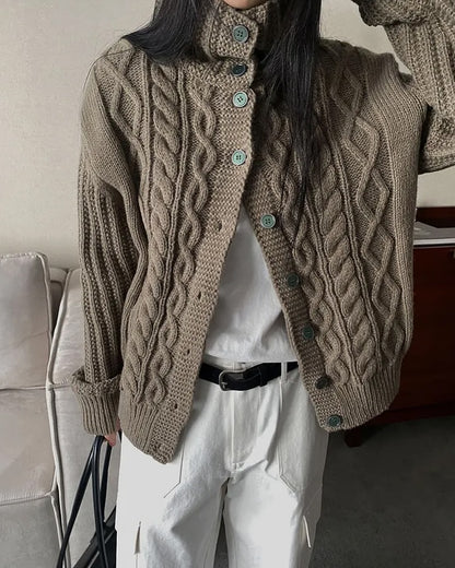 pine wool button cardigan